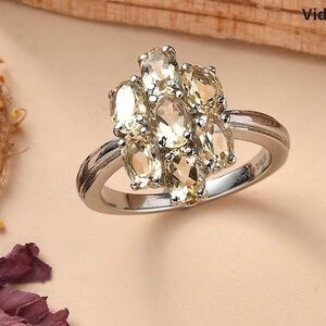 EverTrue Brazilian Citrine 3.35 ctw Ring in Stainless Steel